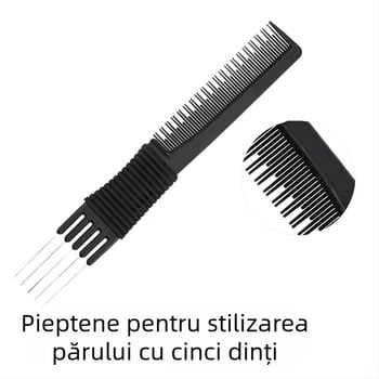Pieptene pentru păr, din rășină, cu cinci dinți, pentru coafuri de seară și volum, greutate aproximativ 20 g