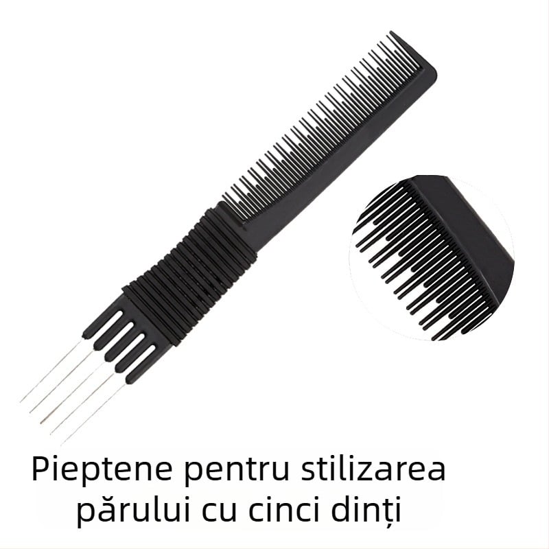 Pieptene pentru păr, din rășină, cu cinci dinți, pentru coafuri de seară și volum, greutate aproximativ 20 g