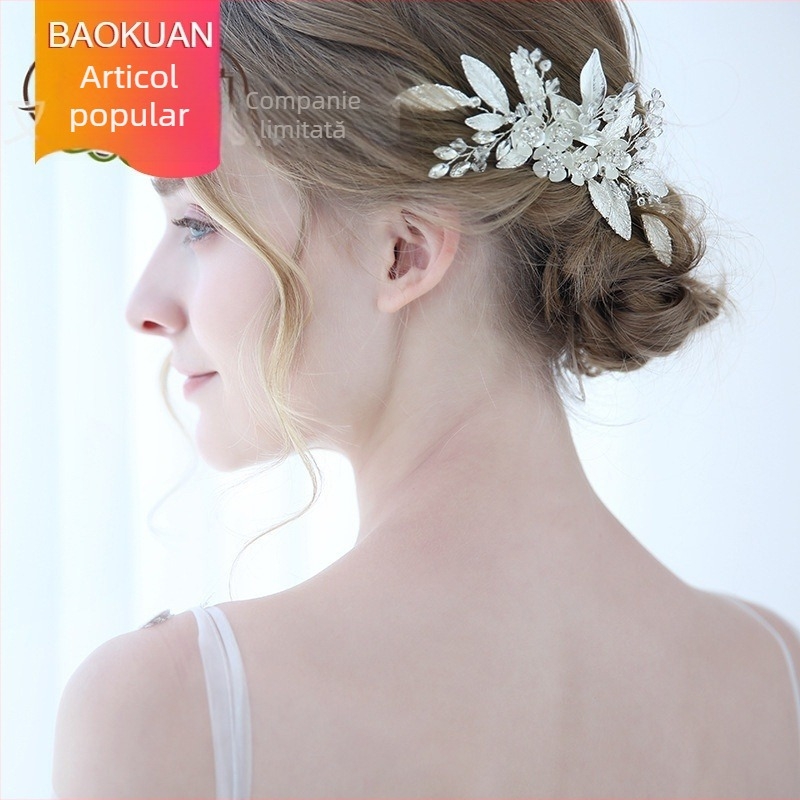 Pieptene de păr pentru mireasă, lucrat manual, cu cristale Rhinestone, design de frunză cu floare, Honey Twig