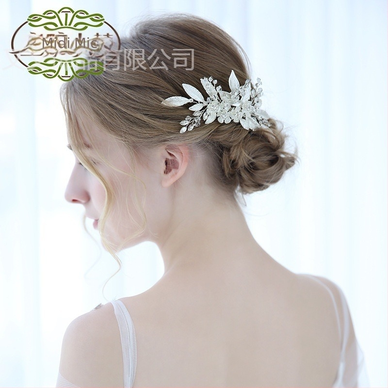 Pieptene de păr pentru mireasă, lucrat manual, cu cristale Rhinestone, design de frunză cu floare, Honey Twig