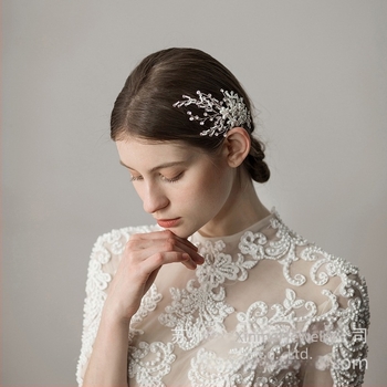 Accesoriu pentru păr în stil coreean, cu floare și perle artificiale împletite manual