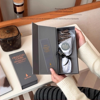 Pieptene pentru scalp cu pernă de aer, Gao Baohe, rășină, peri în formă de con de pin pentru masaj, anti-statice, design portabil cu nervuri