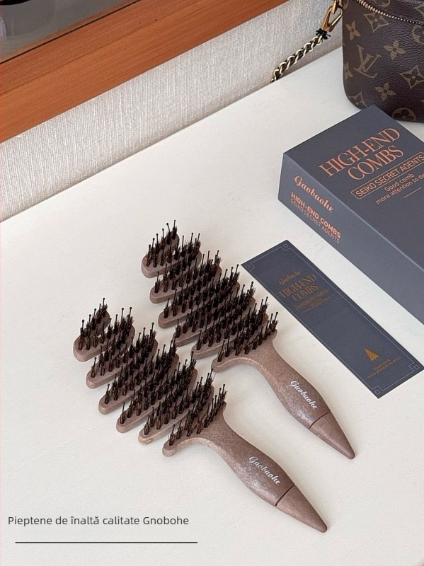 Pieptene pentru scalp cu pernă de aer, Gao Baohe, rășină, peri în formă de con de pin pentru masaj, anti-statice, design portabil cu nervuri