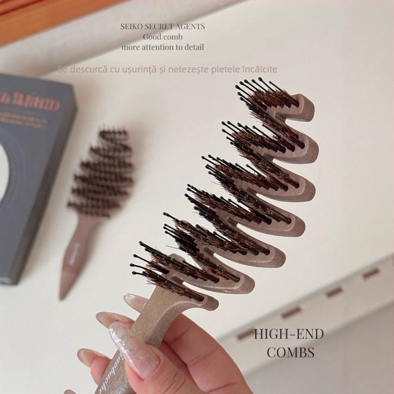 Pieptene pentru scalp cu pernă de aer, Gao Baohe, rășină, peri în formă de con de pin pentru masaj, anti-statice, design portabil cu nervuri