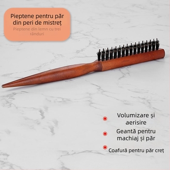 Pieptene pentru păr – Bai Yunzi, Pig Mane + Lemn solid, Origine locală, Fără personalizare