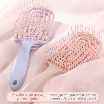 Pieptene de masaj pentru păr cu pernă de aer, design pătrat gol, plastic