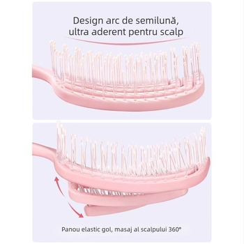 Pieptene de masaj pentru păr cu pernă de aer, design pătrat gol, plastic