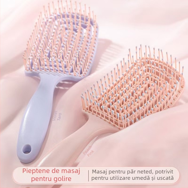 Pieptene de masaj pentru păr cu pernă de aer, design pătrat gol, plastic