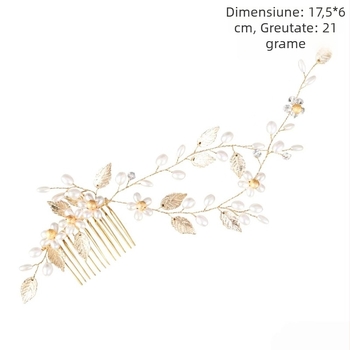 Accesoriu pentru păr din aliaj, în formă de floare, lucrat manual, Carlo Jewelry, pentru nuntă