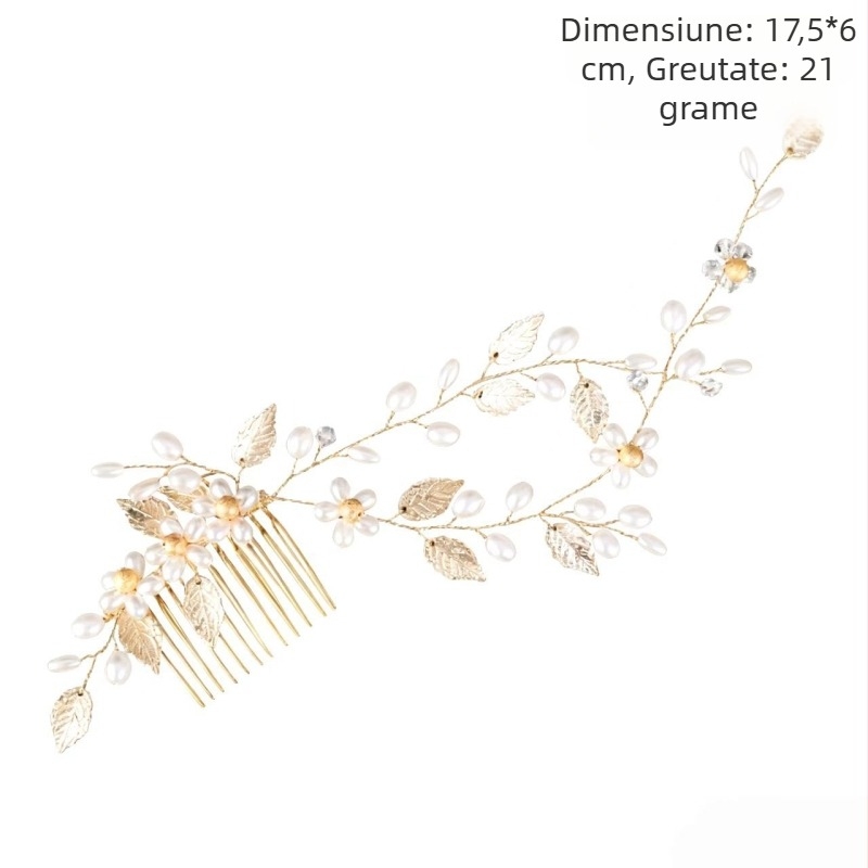 Accesoriu pentru păr din aliaj, în formă de floare, lucrat manual, Carlo Jewelry, pentru nuntă