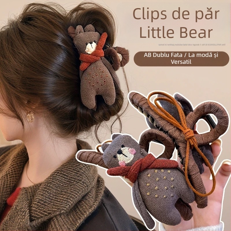 Clip de păr în formă de urs, pentru femei, accesoriu pentru cap, lucrat manual, iarnă 2024
