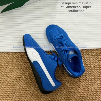 Pantofi sport unisex cu exterior velur, talpă din cauciuc, respirabili, ușori, închidere cu șireturi în față