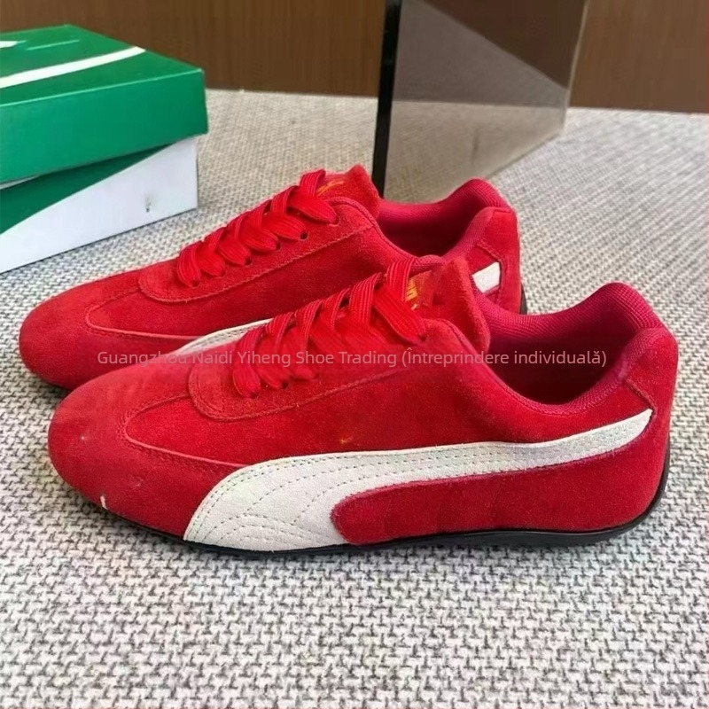 Pantofi sport unisex cu exterior velur, talpă din cauciuc, respirabili, ușori, închidere cu șireturi în față