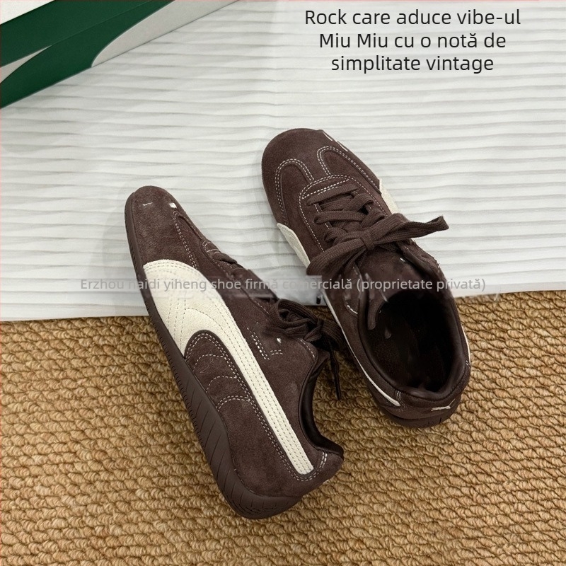 Pantofi sport unisex cu exterior velur, talpă din cauciuc, respirabili, ușori, închidere cu șireturi în față