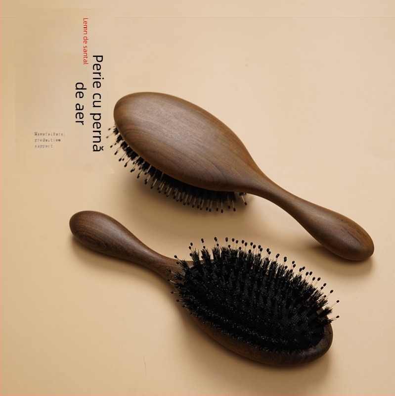 Pieptene din lemn de santal cu pernă de aer pentru masaj al scalpului și netezire a părului — pentru femei, uz casnic