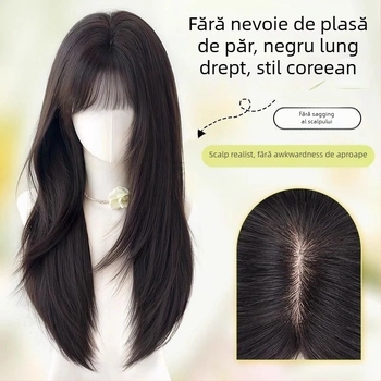 Topper de păr — păr lung drept, aspect natural pentru uz zilnic; material: fibre rezistente la temperaturi înalte; tehnologia de prelucrare: mecanism; nu poate fi vopsit
