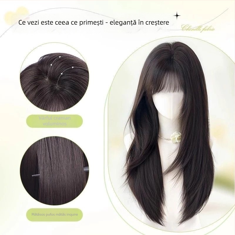 Topper de păr — păr lung drept, aspect natural pentru uz zilnic; material: fibre rezistente la temperaturi înalte; tehnologia de prelucrare: mecanism; nu poate fi vopsit