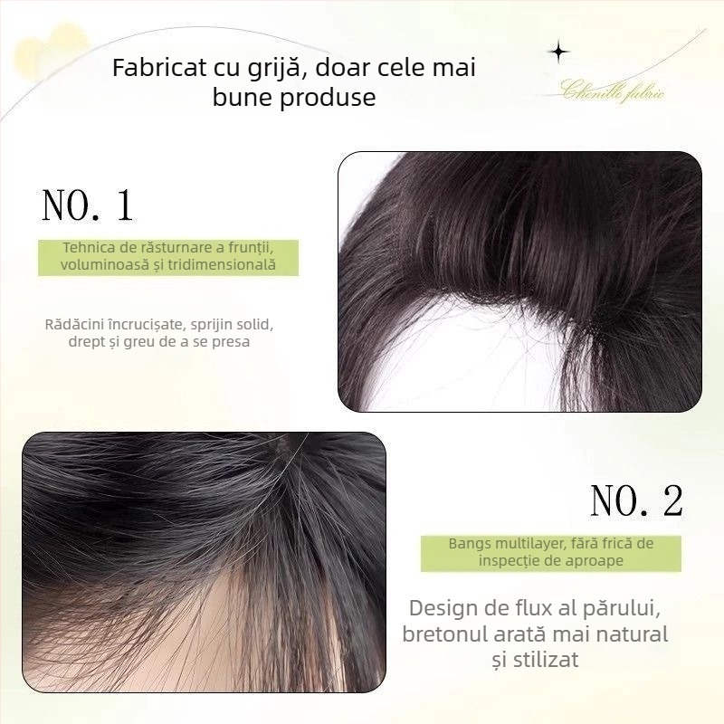 Topper de păr — păr lung drept, aspect natural pentru uz zilnic; material: fibre rezistente la temperaturi înalte; tehnologia de prelucrare: mecanism; nu poate fi vopsit