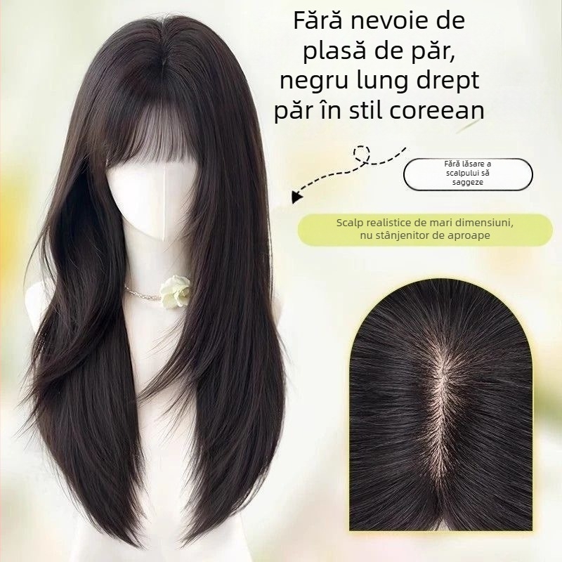 Topper de păr — păr lung drept, aspect natural pentru uz zilnic; material: fibre rezistente la temperaturi înalte; tehnologia de prelucrare: mecanism; nu poate fi vopsit