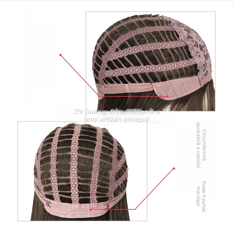Perucă lungă bucle, breton drept, stil natural, model G12, material: fibre rezistente la temperatură