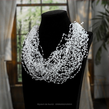 Diademă de păr în stil coreean, cu perle artificiale, model geometric în carouri, LL-1561