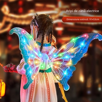 Aripi electrice de fluture, iluminare și mișcare, pentru copii 4–6 ani, din plastic, ambalaj în cutie colorată