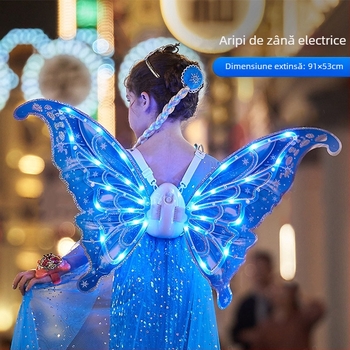 Aripi electrice de fluture, iluminare și mișcare, pentru copii 4–6 ani, din plastic, ambalaj în cutie colorată