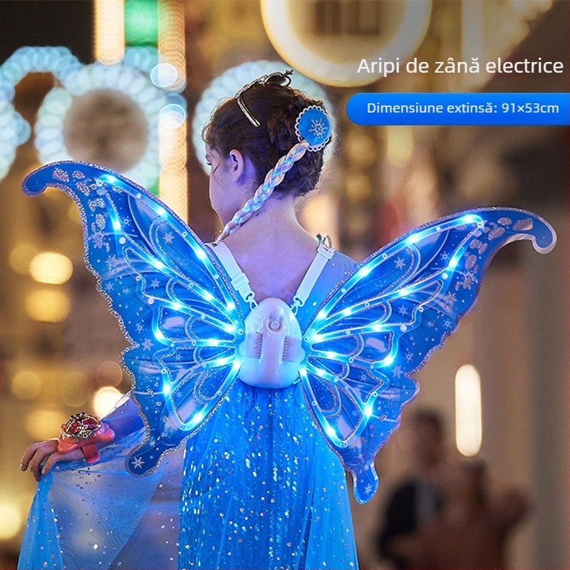 Aripi electrice de fluture, iluminare și mișcare, pentru copii 4–6 ani, din plastic, ambalaj în cutie colorată