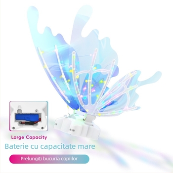 Aripi luminoase de fluture pentru spate – jucărie cu LED, aripi care bat automat, pentru copii 4–6 ani, din plastic