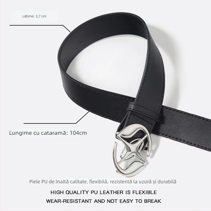 Curea pentru jeanși femei din piele artificială, cataramă din aliaj, închidere netedă, lățime 2-4 cm, stil coreean simplu, versatil