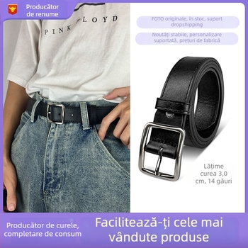 Curea din PU piele, cataramă din aliaj, închidere cu pin, stil minimalist, elegant, office, vară 2021