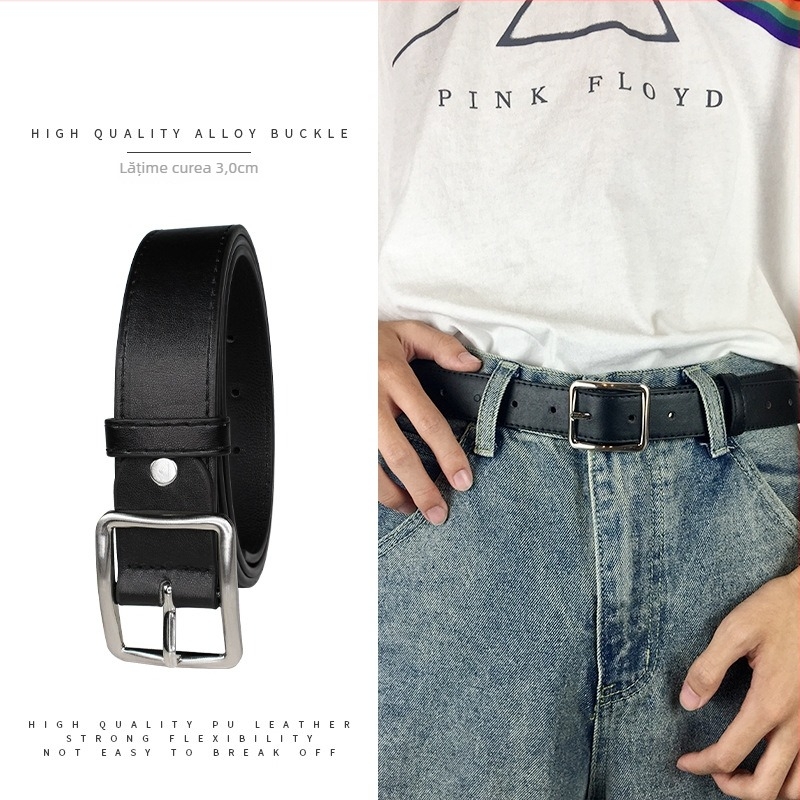 Curea din PU piele, cataramă din aliaj, închidere cu pin, stil minimalist, elegant, office, vară 2021