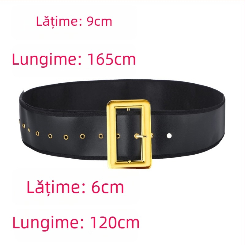Centură Moș Crăciun, extra-wide, din piele sintetică, cataramă cu știft, lățime groasă (>4 cm)