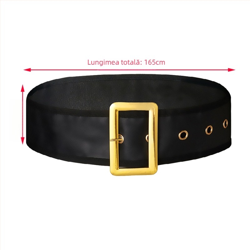Centură Moș Crăciun, extra-wide, din piele sintetică, cataramă cu știft, lățime groasă (>4 cm)