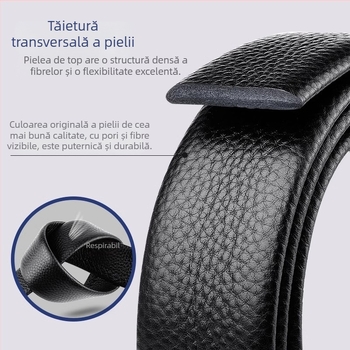 Curea din piele naturală pentru bărbați, piele de vită top-grain, lățime 2-4 cm, închidere automată, cusută manual.