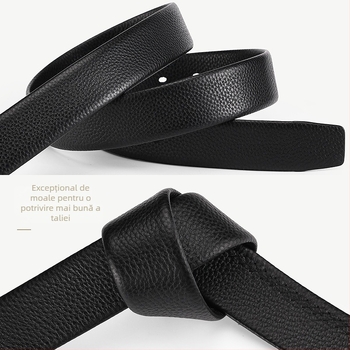 Curea din piele de vițel, prim strat, catarama din aliaj, închidere automată, lățime 2–4 cm, stil business, versatil, elegant, primăvara 2025