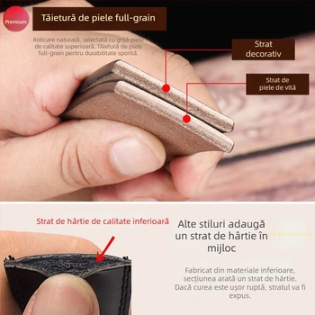 Curea din piele pentru bărbați — piele naturală, strat dublu de piele de vițel, model relief crocodil, cataramă automată din aliaj