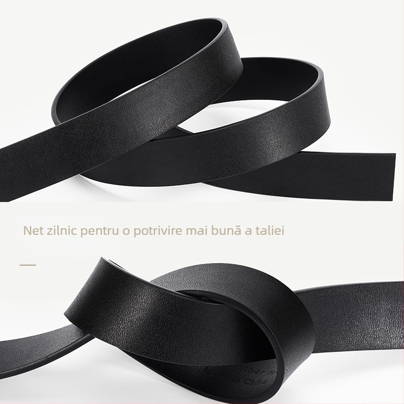 Curea de bărbați din piele naturală cu cataramă automată, piele din stratul doi, lățime 2–4 cm, stil business