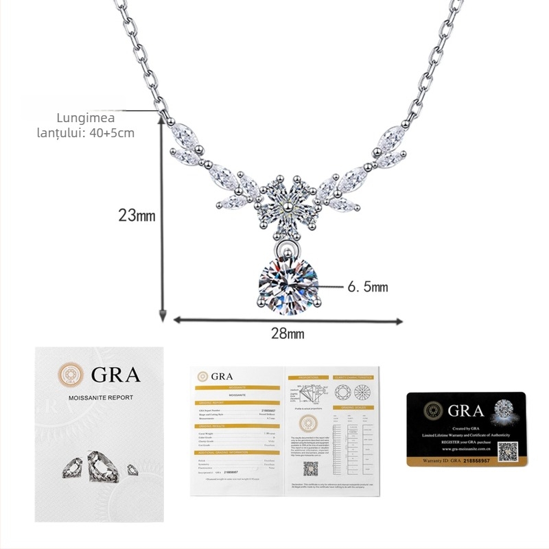 Colier din argint 925, formă de romb, lanț clavicular, greutate 3,1 g