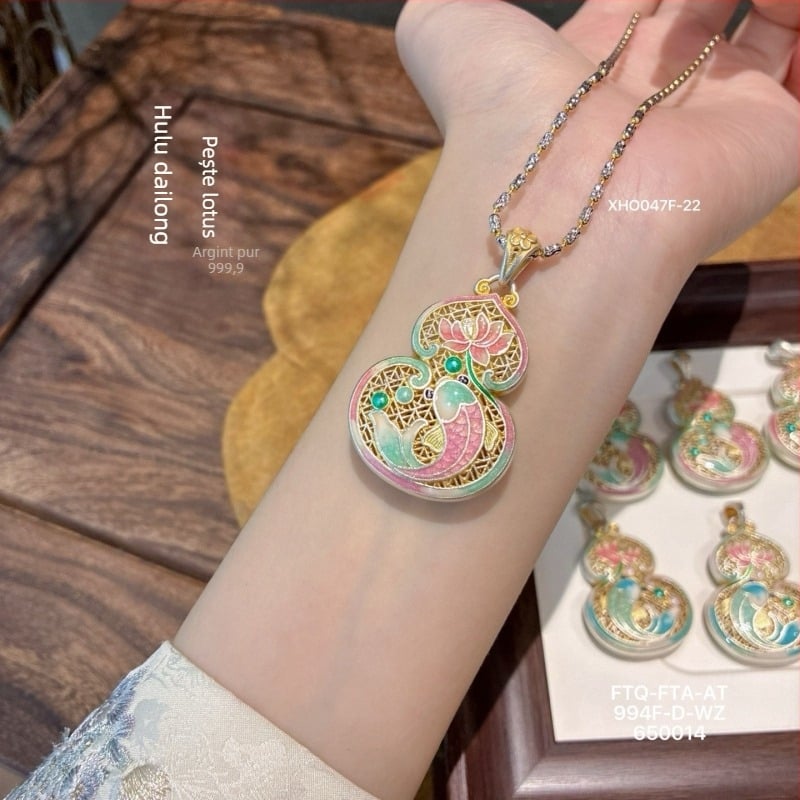 Colier din argint sterling cu pandantiv geometric placat electroplatinat