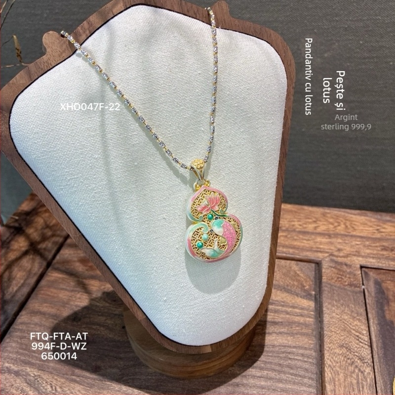 Colier din argint sterling cu pandantiv geometric placat electroplatinat