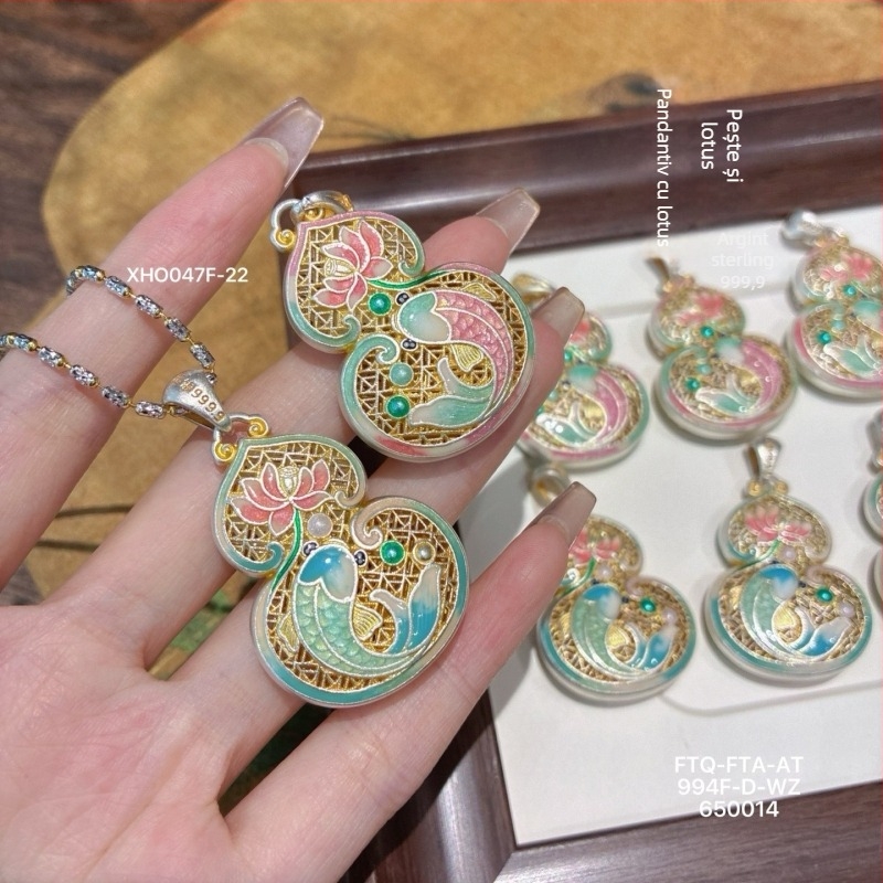 Colier din argint sterling cu pandantiv geometric placat electroplatinat