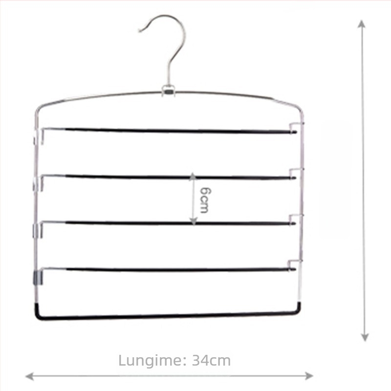 Raft pentru pantaloni cu mai multe niveluri, cadru din oțel și acoperire din plastic imersat antiderapant, ambalaj 50 buc. (Material: oțel + plastic imersat; Utilizări: suport haine, raft pentru pantaloni, suport pentru cravate)