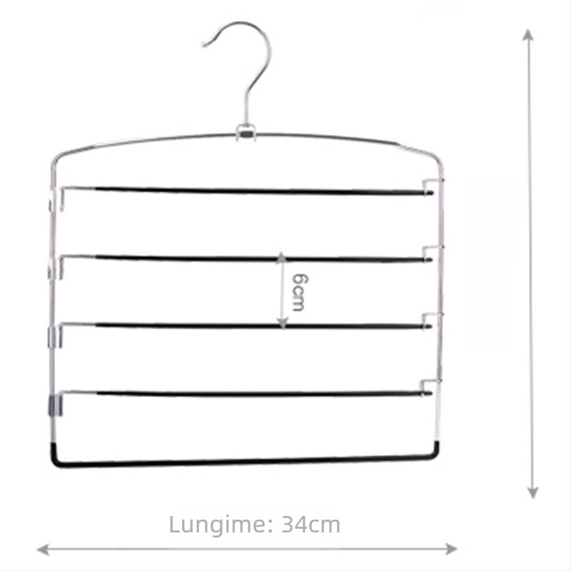 Raft pentru pantaloni cu mai multe niveluri, cadru din oțel și acoperire din plastic imersat antiderapant, ambalaj 50 buc. (Material: oțel + plastic imersat; Utilizări: suport haine, raft pentru pantaloni, suport pentru cravate)