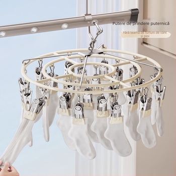 Uscător de haine din oțel inoxidabil cu mai multe clipuri, 23 clipuri, design rotund modern, pentru haine, pantaloni și cravate