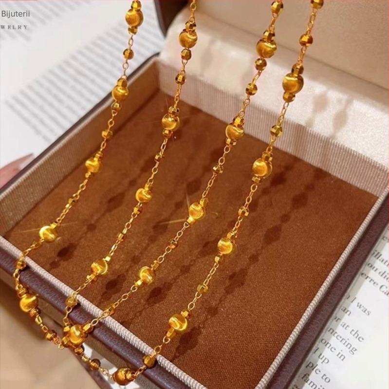 Colier din cupru, cu lanț tip ochi de pisică, electroplacare, stil Fresh and Sweet