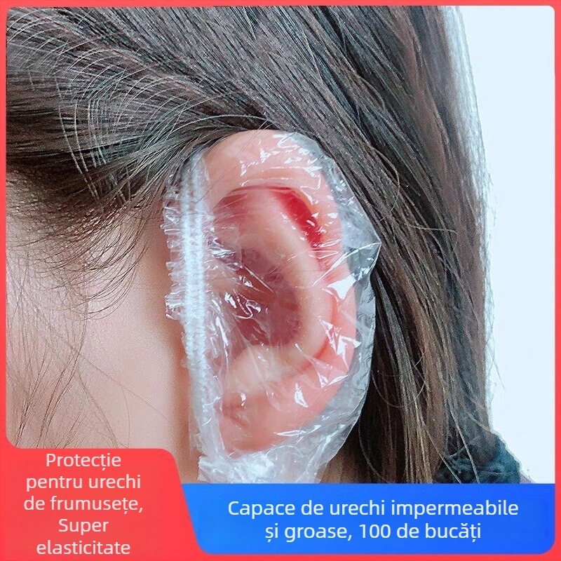 Protecție auditivă de unică folosință impermeabilă pentru vopsit părul, coafură și baie – material plastic, unisex, adulți
