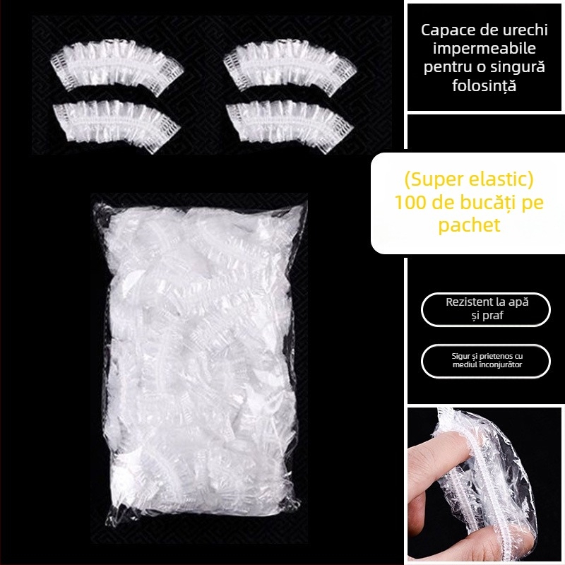 Protecție auditivă de unică folosință impermeabilă pentru vopsit părul, coafură și baie – material plastic, unisex, adulți