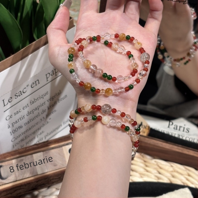 Brățară Duobao cu cristal, design cu cerc dublu, pentru femei, fără pietre laterale