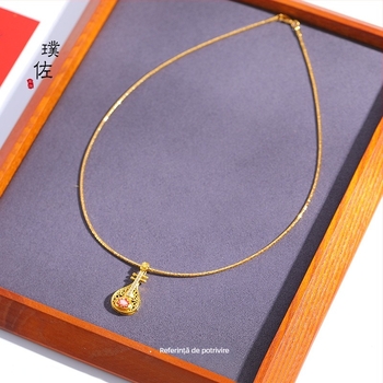 Colier torsadă placat cu aur 24k pentru claviculă cu pandantiv – cupru, iarna 2023, stil elegant, proaspăt și dulce